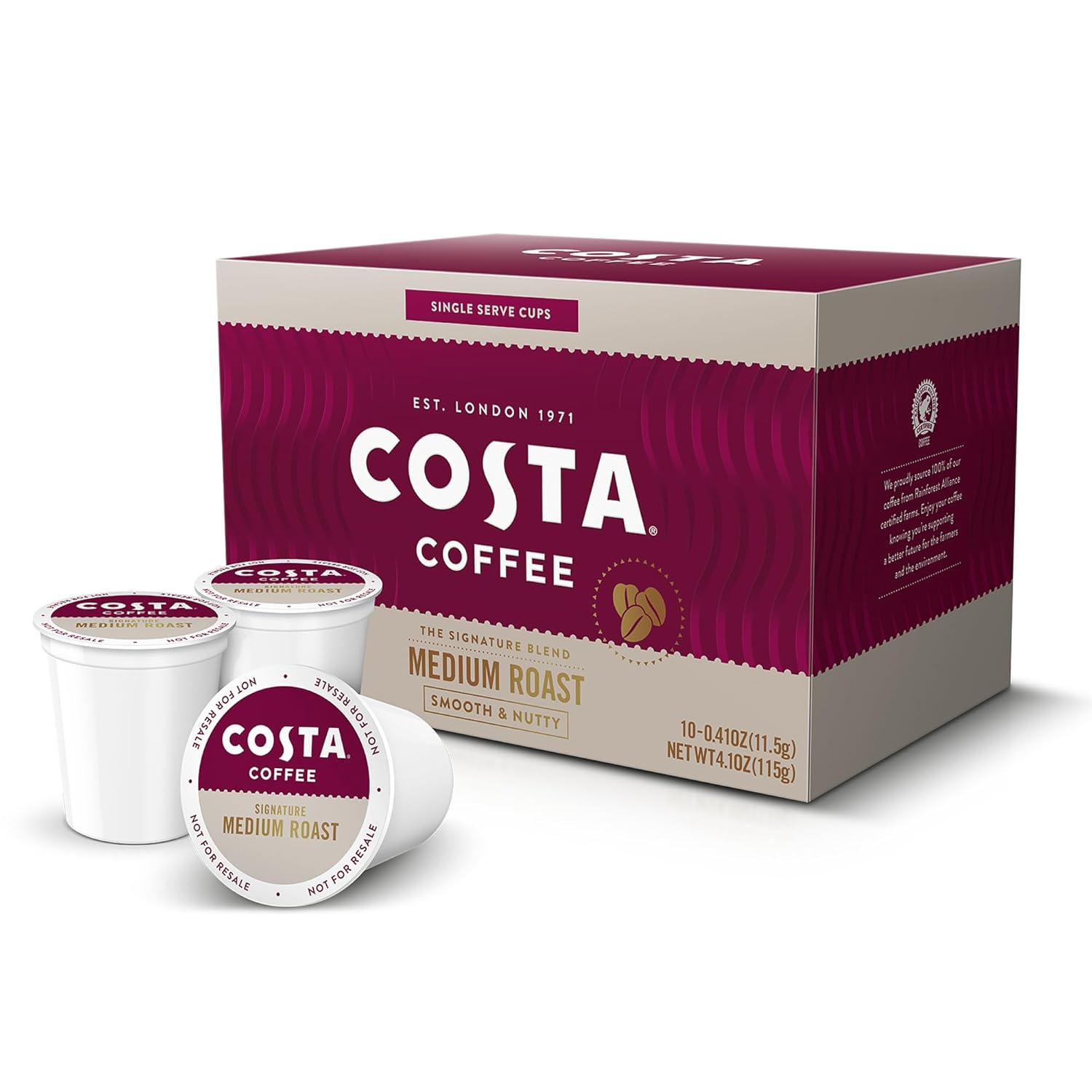 Costa Medium Roast Single Serve K-Cup Pods QSR (60 count); 410260