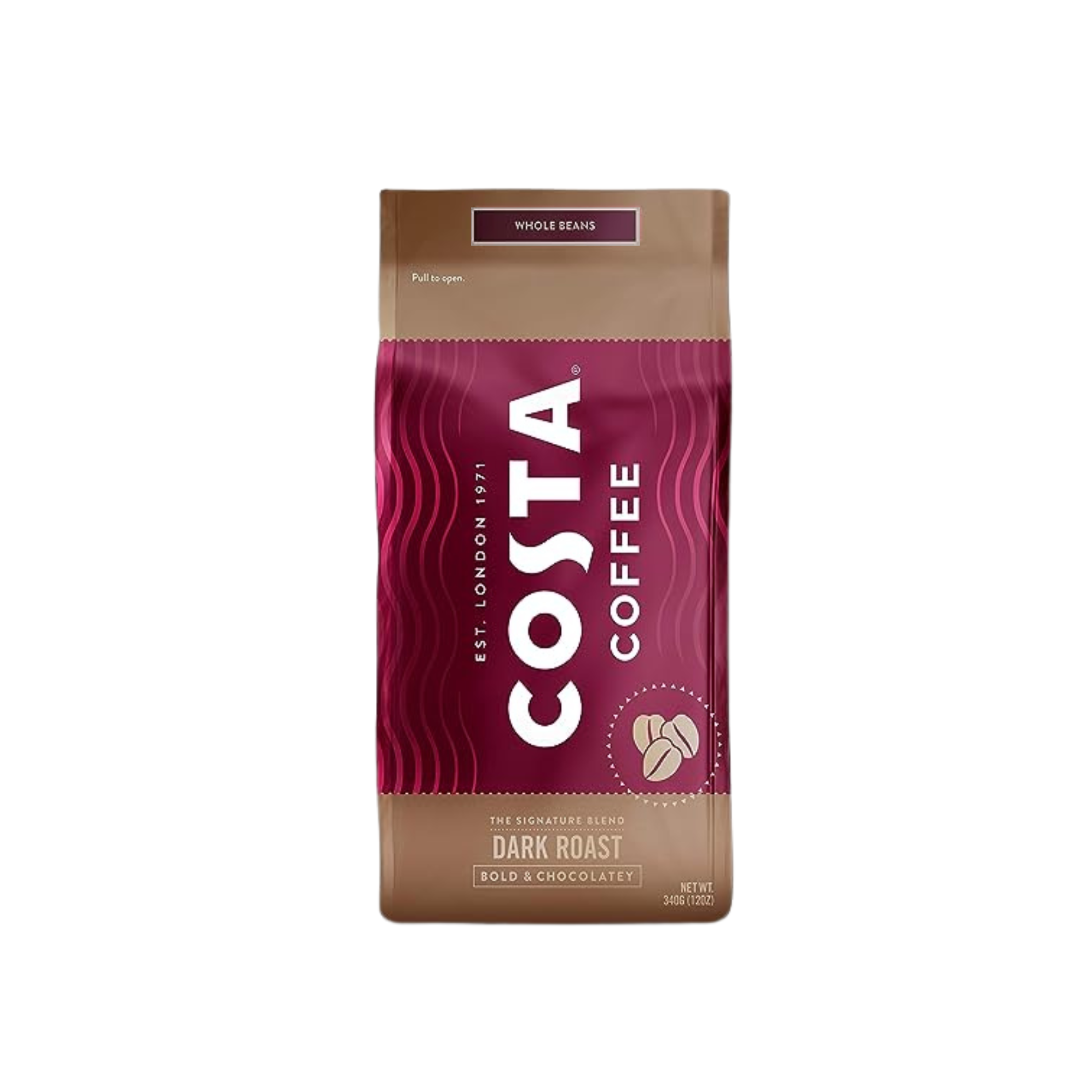 Costa Dark Roast Whole Beans, 12 oz Retail bag (10 count); 704902