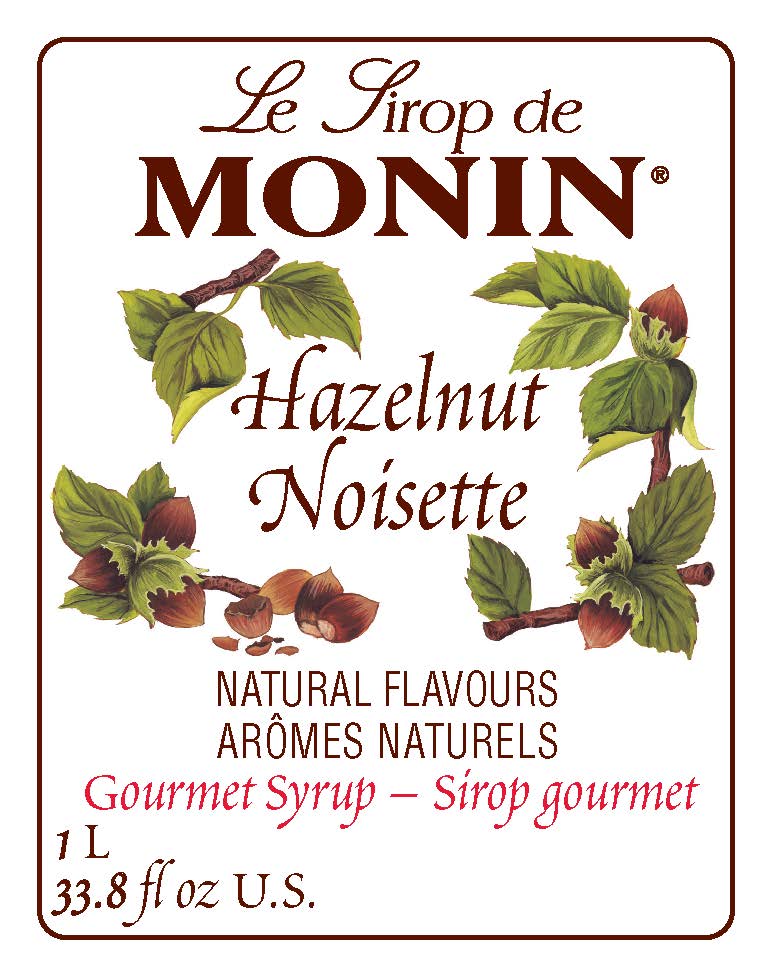 Monin Hazelnut Syrup, Plastic, 1L (4/cs)