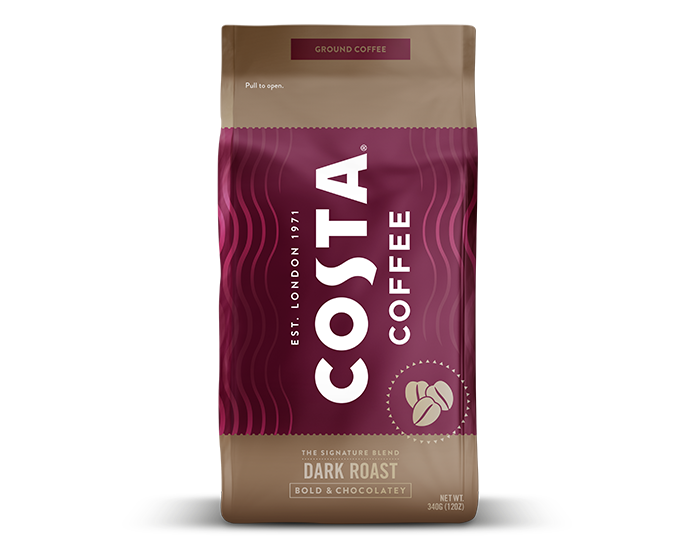 Costa Dark Roast Ground Coffee, 12 oz Retail bag (10 count); 704906